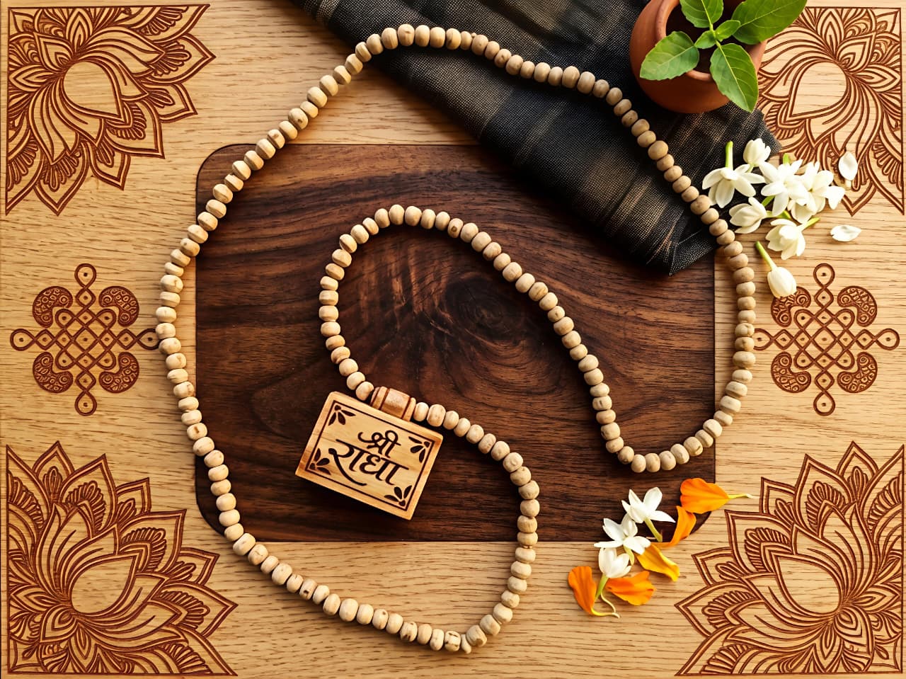 Radha Naam Tulsi Kanthi Mala – Original Bhaktamaal Vrindavan Shri Radha Naam Tulsi Kanthi Mala Bhaktamaal Vrindavan Handmade