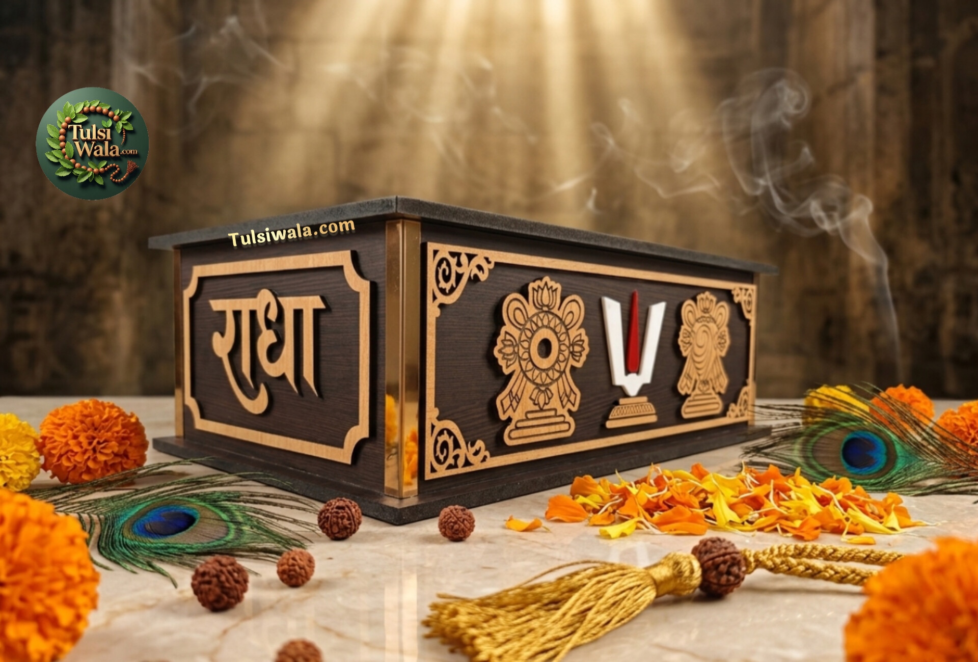 Shri Ramanuj Tilak Bhagwat Box | Premium Wooden Design Shri Ramanuj Tilak Bhagwat Box Premium Wooden Spiritual Gift for Kathavachak